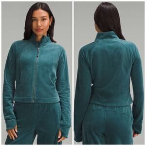 Lululemon Scuba Full Zip Track Jacket *Velvet Cord Storm Teal Green Size 10